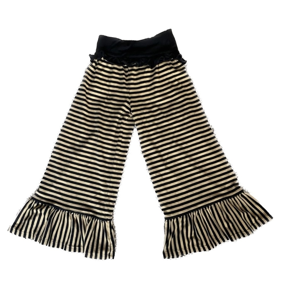 Girls Persnickety Bell Ruffle Pants Stripes Fold-over waist Girls size 5